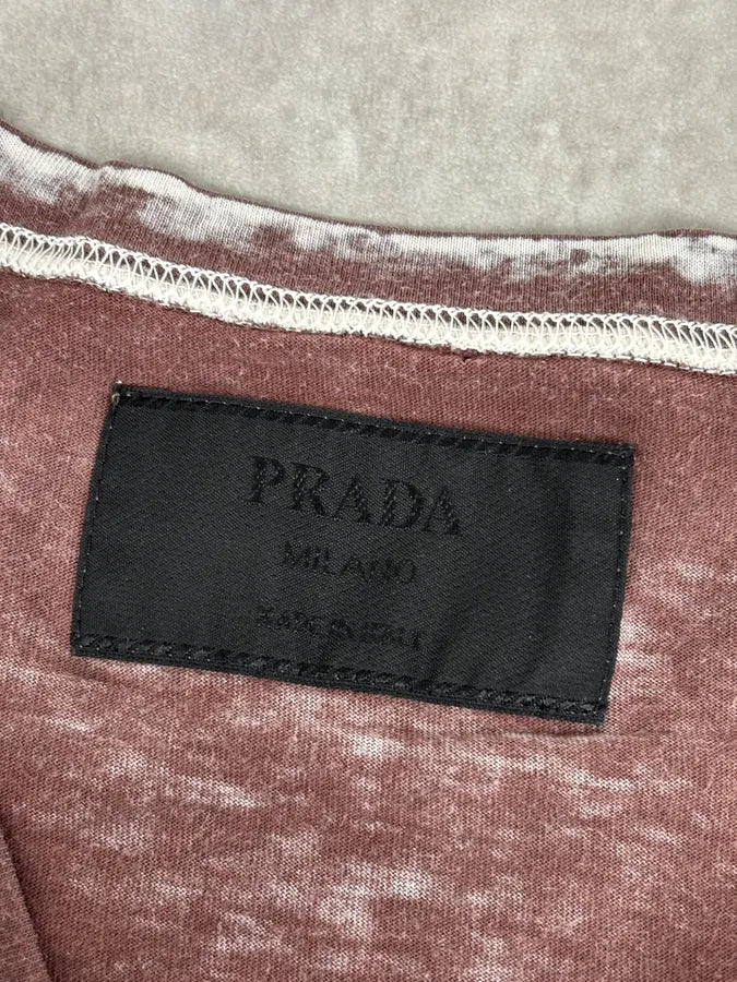 2000s Prada V Neck Irregular Rust T-Shirt WwzaITT 7