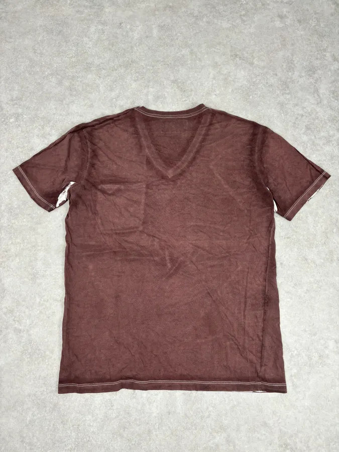 2000s Prada V Neck Irregular Rust T-Shirt WwzaITT 4