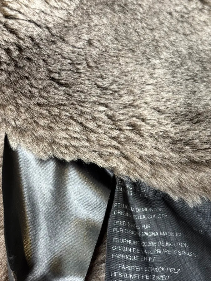 AW2004 Prada Taupe Suede Leather Shearling Collar Buttoned Jacket zuoywna 9