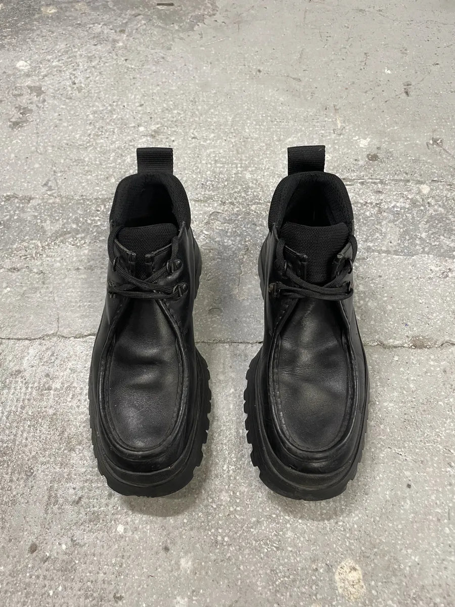 Prada Vibram Black Combat Laced Leather Low Boots (42.5eu/us9) 10