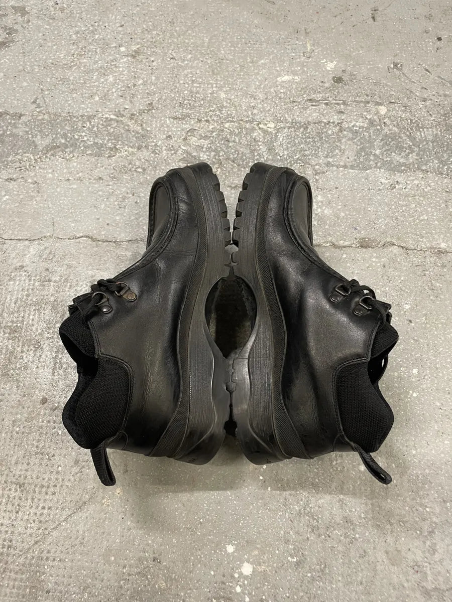 Prada Vibram Black Combat Laced Leather Low Boots (42.5eu/us9) 2