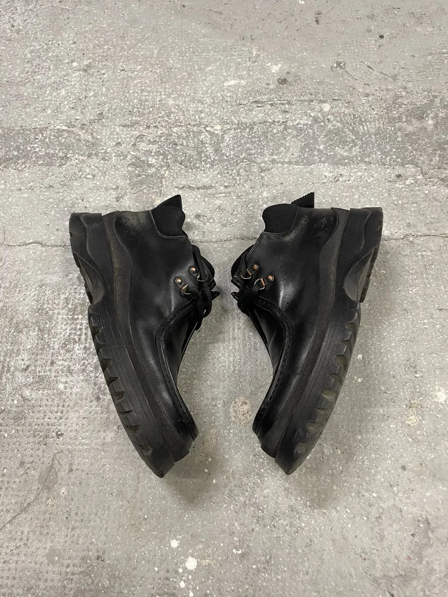 Prada Vibram Black Combat Laced Leather Low Boots (42.5eu/us9) 5