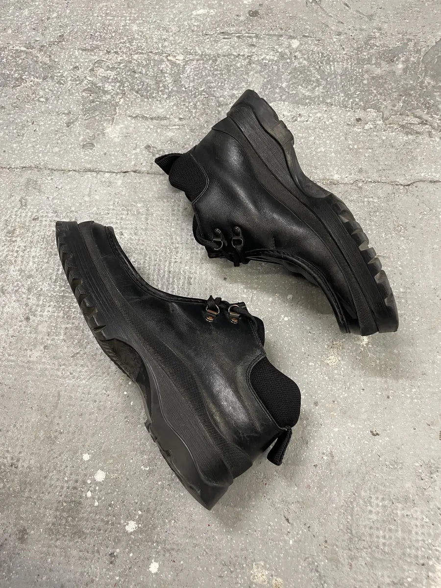 Prada Vibram Black Combat Laced Leather Low Boots (42.5eu/us9) 8