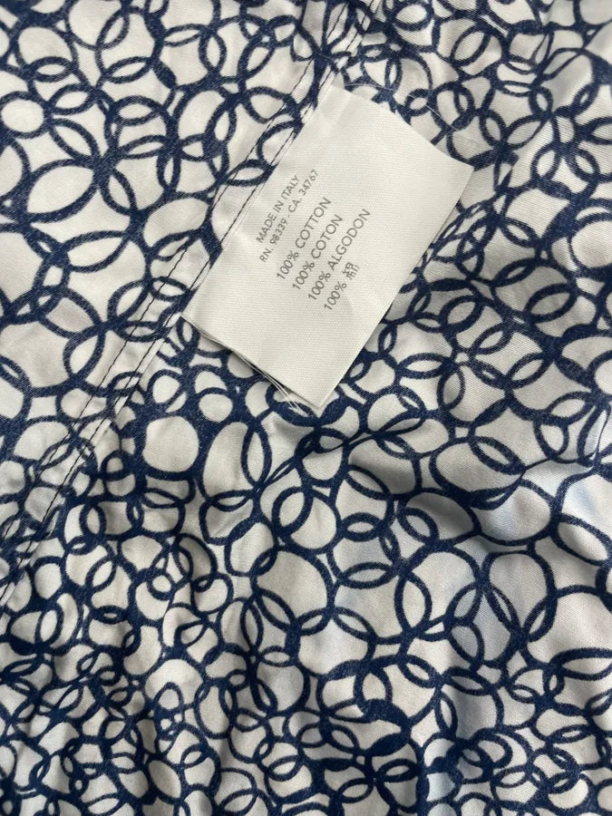 2000s Prada White & Navy Cotton Floral Shirt mUIXGVu 10