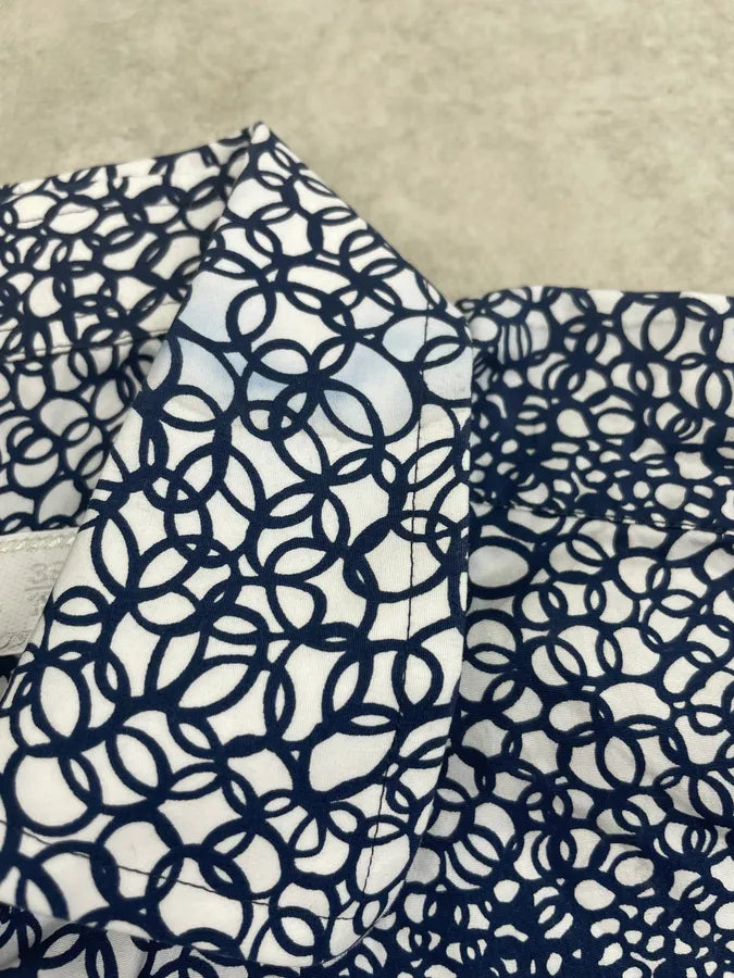 2000s Prada White & Navy Cotton Floral Shirt mUIXGVu 15