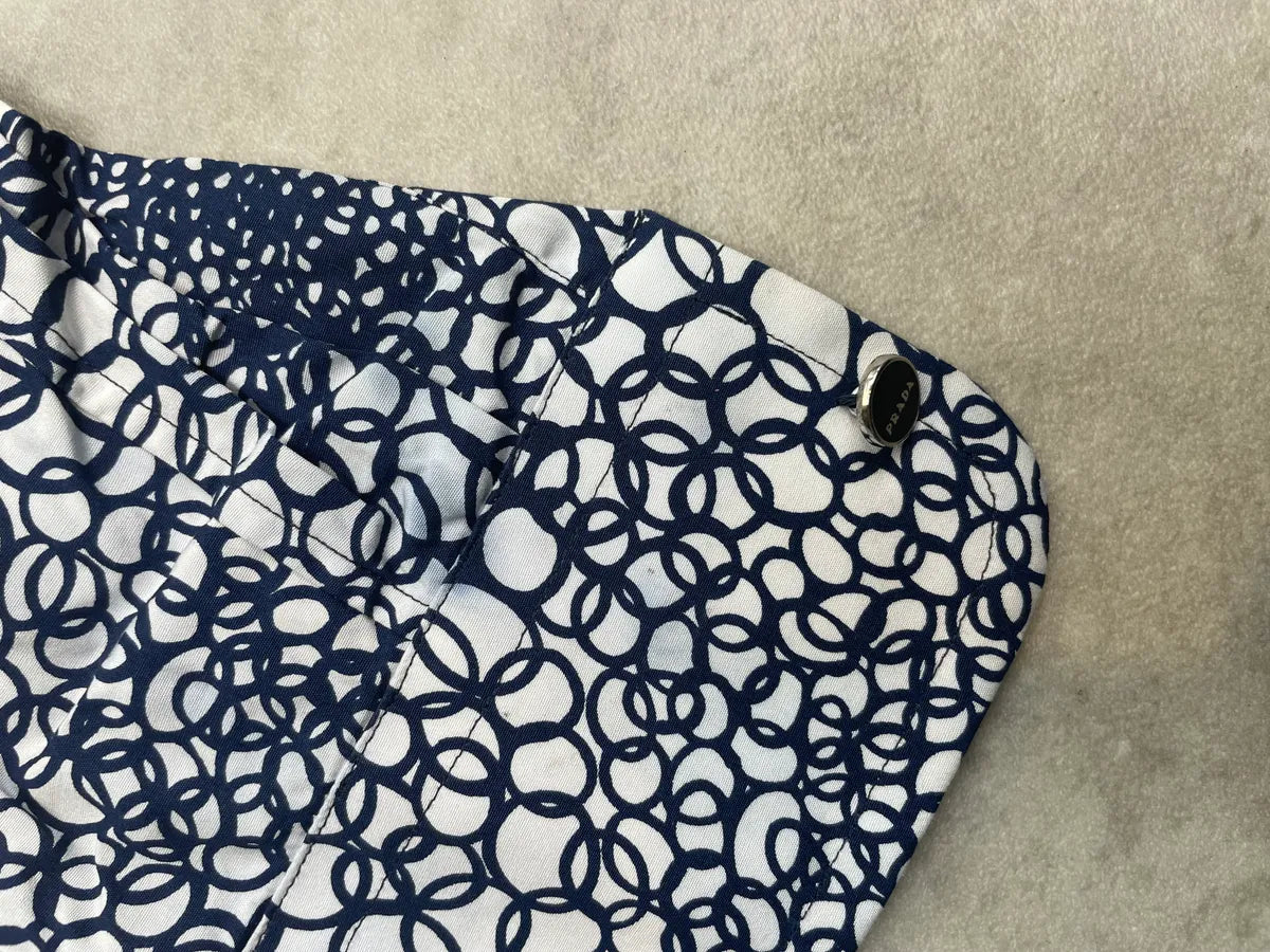 2000s Prada White & Navy Cotton Floral Shirt mUIXGVu 14