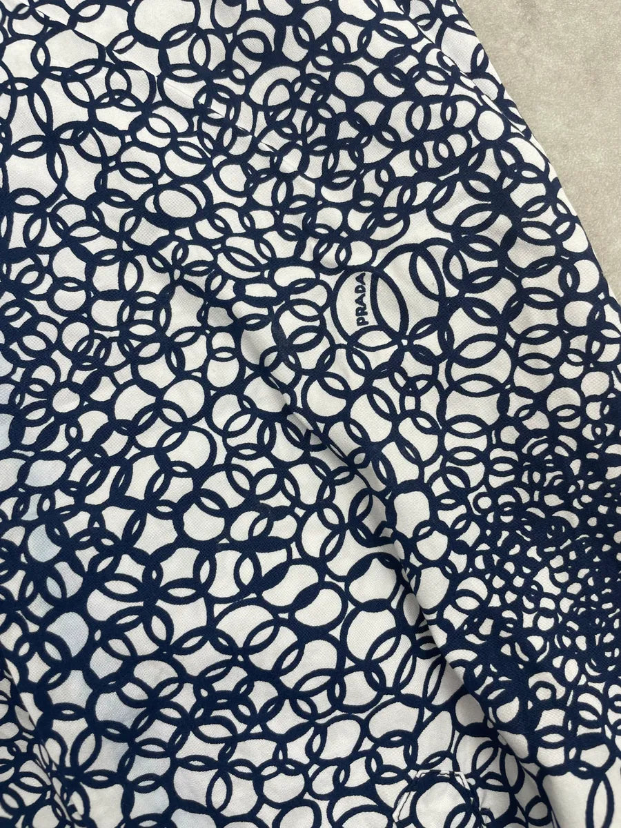 2000s Prada White & Navy Cotton Floral Shirt mUIXGVu 5