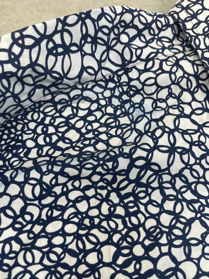 2000s Prada White & Navy Cotton Floral Shirt mUIXGVu 13