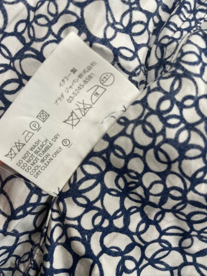 2000s Prada White & Navy Cotton Floral Shirt mUIXGVu 12