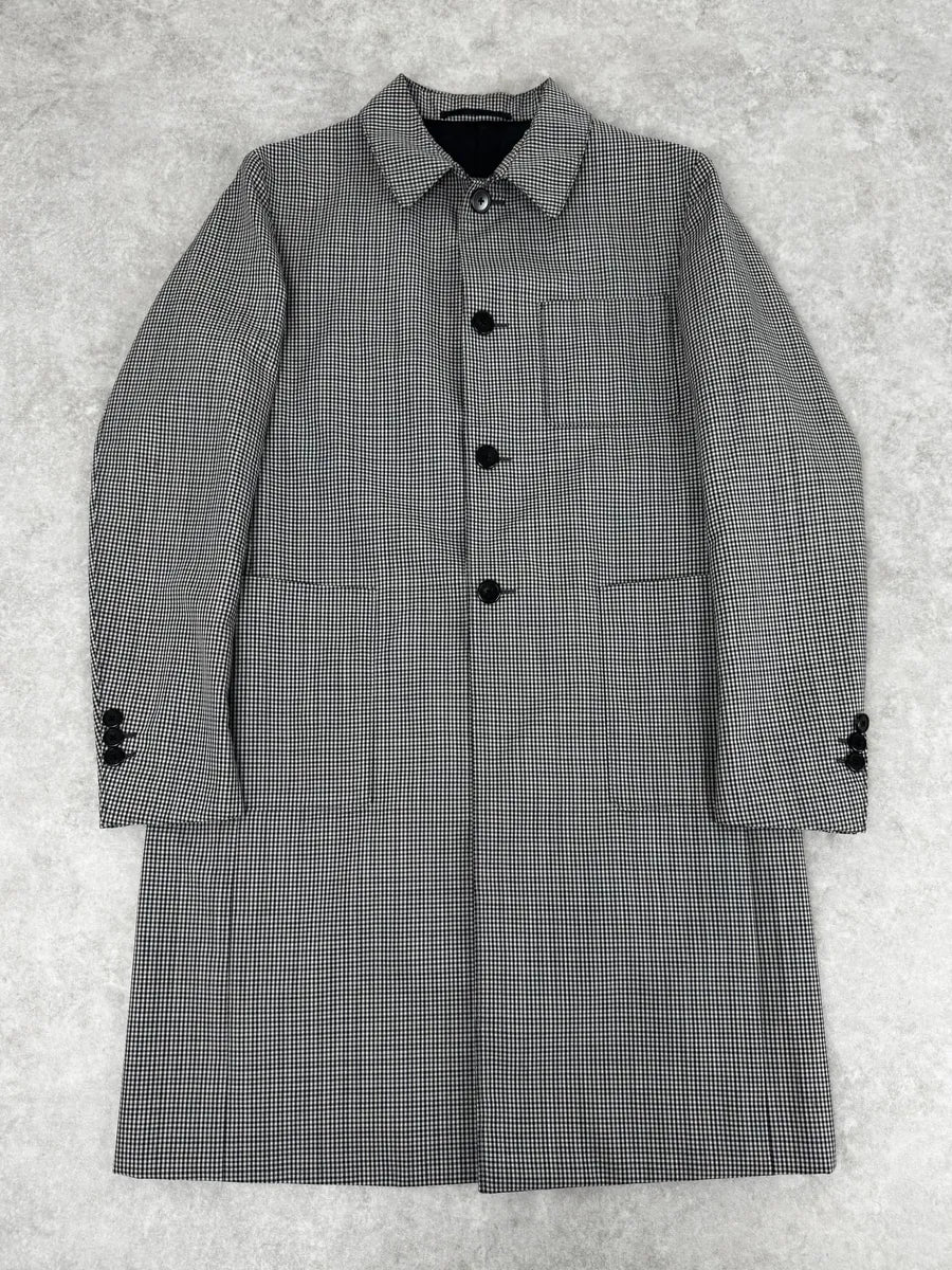 Prada White Checkered Classy Trench Coat RKSjVZV 0