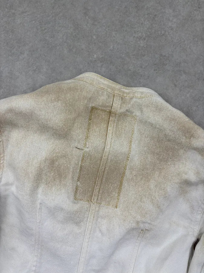 2000s Prada White Contrast Stitch Denim Jacket rvawfMT 5