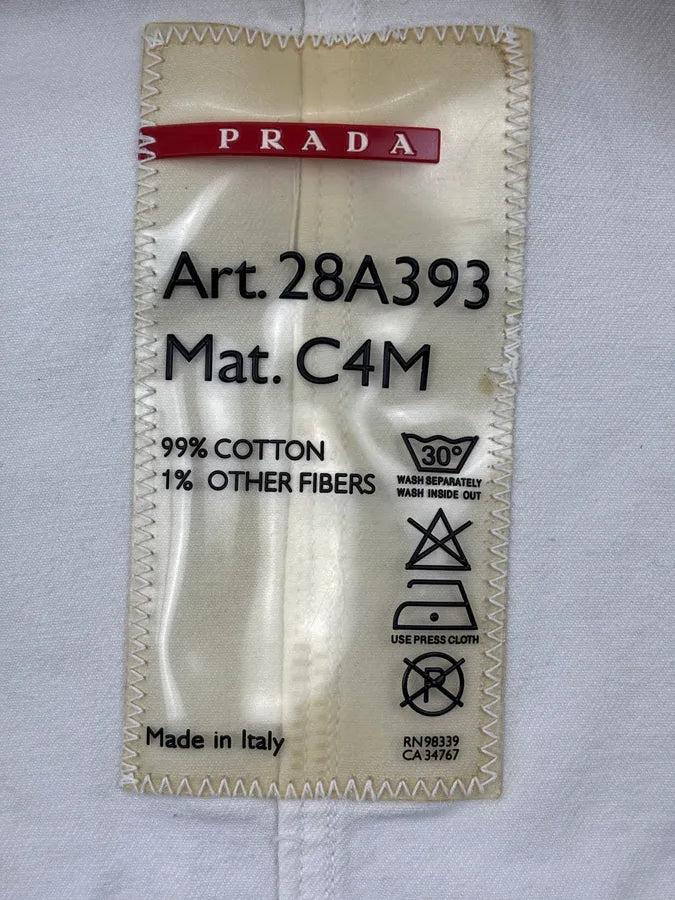 2000s Prada White Contrast Stitch Denim Jacket rvawfMT 11