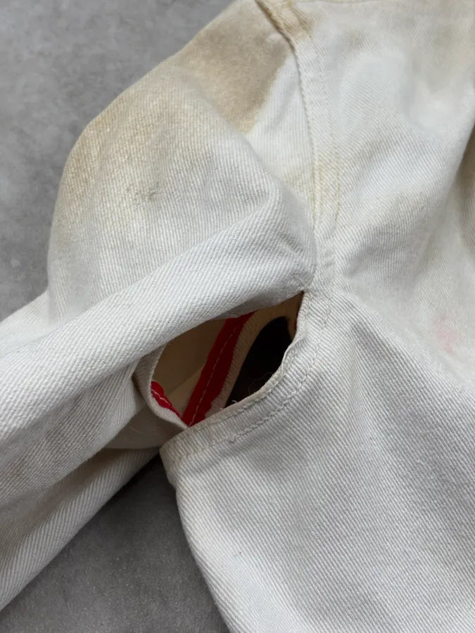 2000s Prada White Contrast Stitch Denim Jacket rvawfMT 10