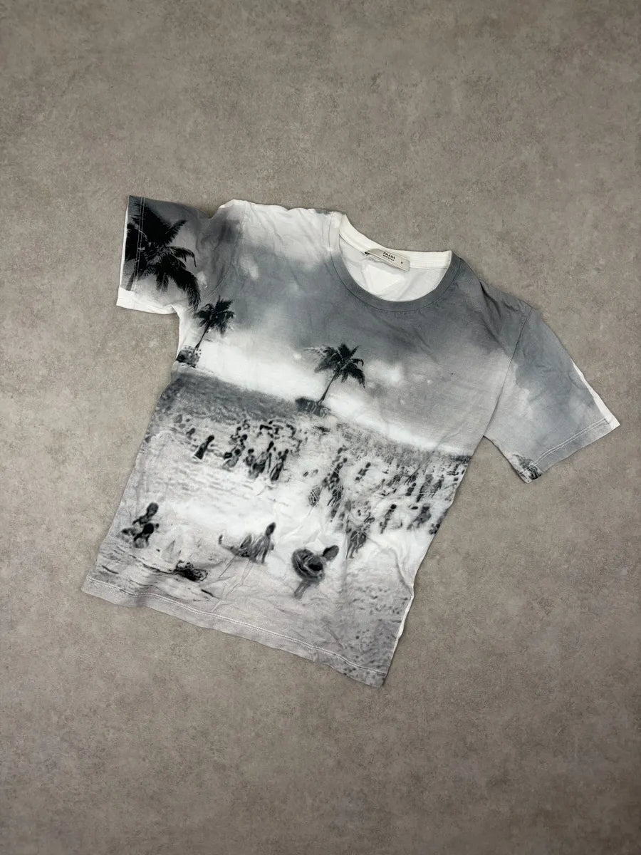 SS2010 Prada White Grey Beach Holliday T-Shirt rjxPTQo 7