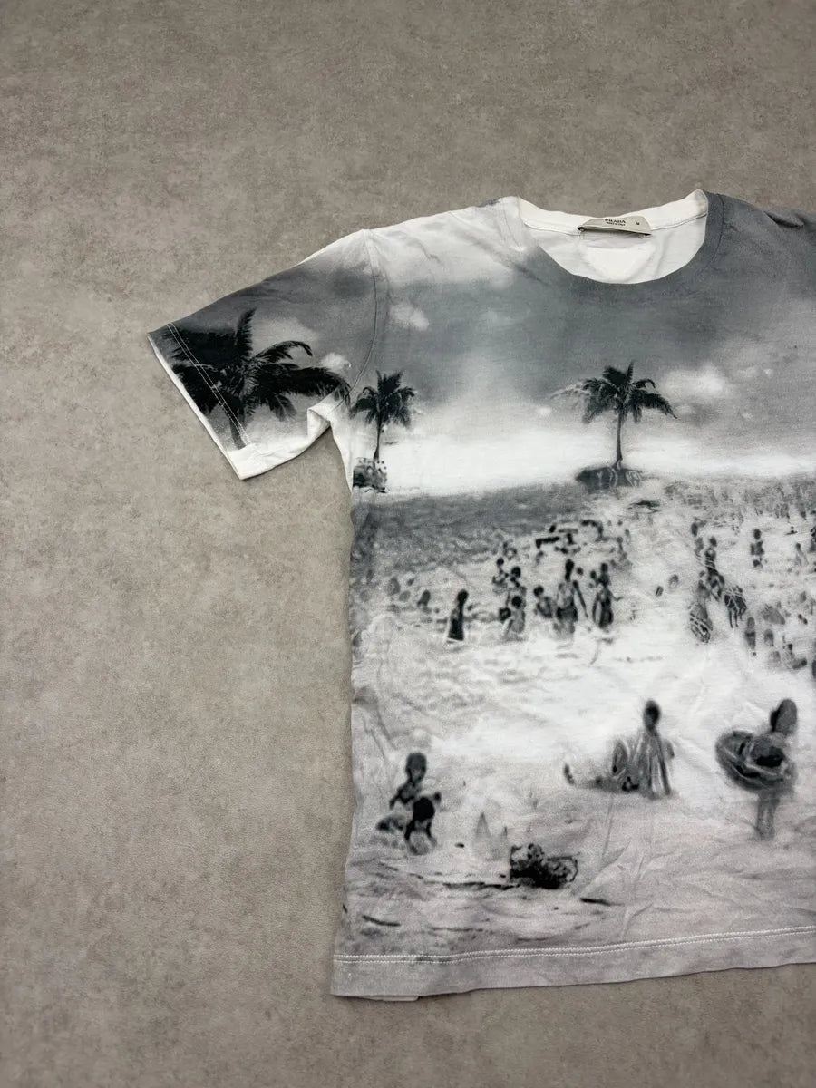 SS2010 Prada White Grey Beach Holliday T-Shirt rjxPTQo 3