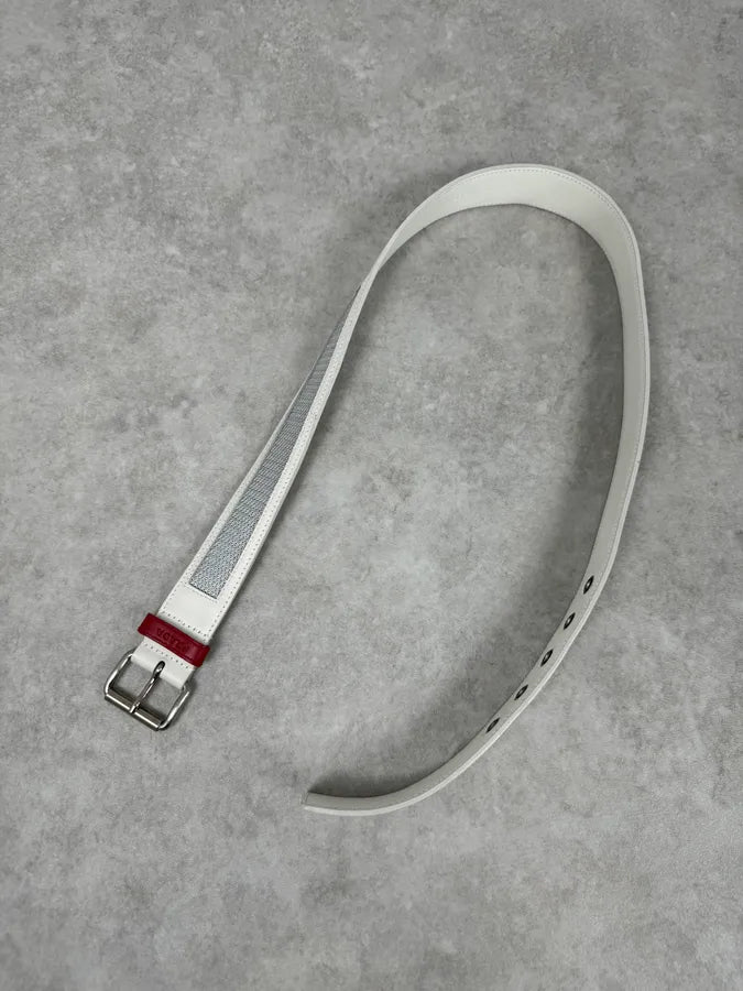 Prada White Grey Leather Belt TtqimdA 2