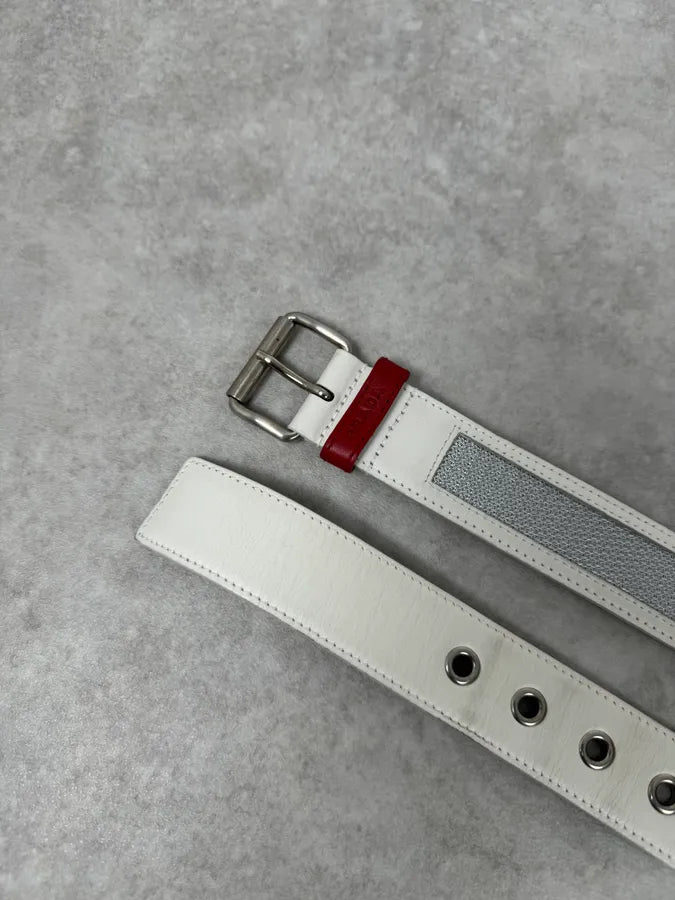 Prada White Grey Leather Belt TtqimdA 3