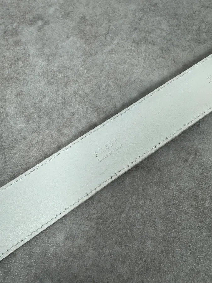 Prada White Grey Leather Belt TtqimdA 7