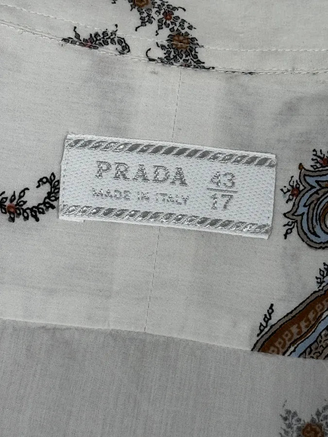 2000s Prada White Paisley Pattern Light Shirt WzcuZEl 10