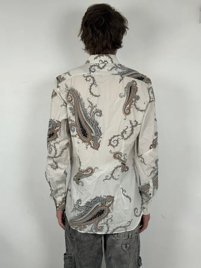 2000s Prada White Paisley Pattern Light Shirt WzcuZEl 2