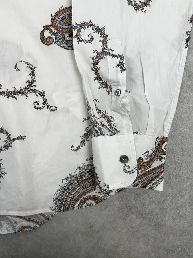 2000s Prada White Paisley Pattern Light Shirt WzcuZEl 7