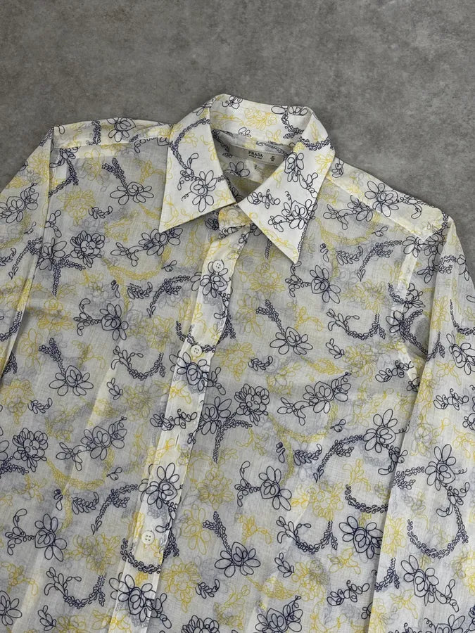 Prada White Clear Sweet Flowers Shirt  aMQUrlr 4