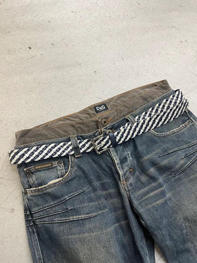 Prada Woven Navy & White Leather Belt APavCqO 0