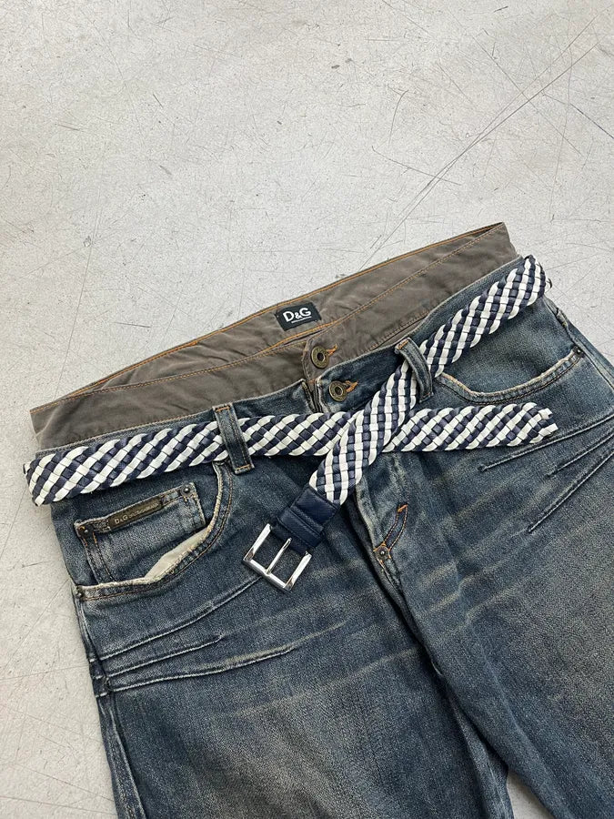 Prada Woven Navy & White Leather Belt APavCqO 1