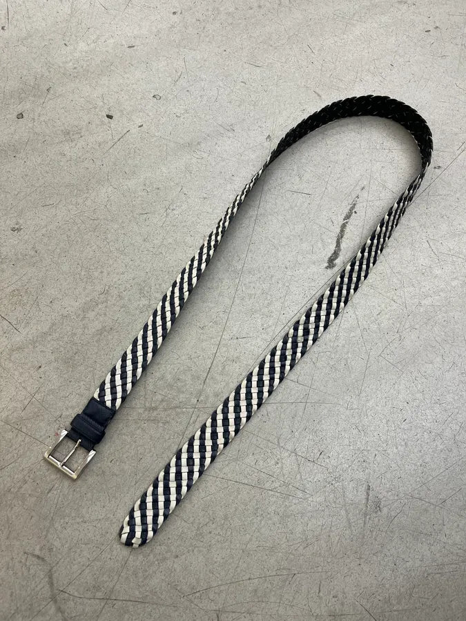 Prada Woven Navy & White Leather Belt APavCqO 3