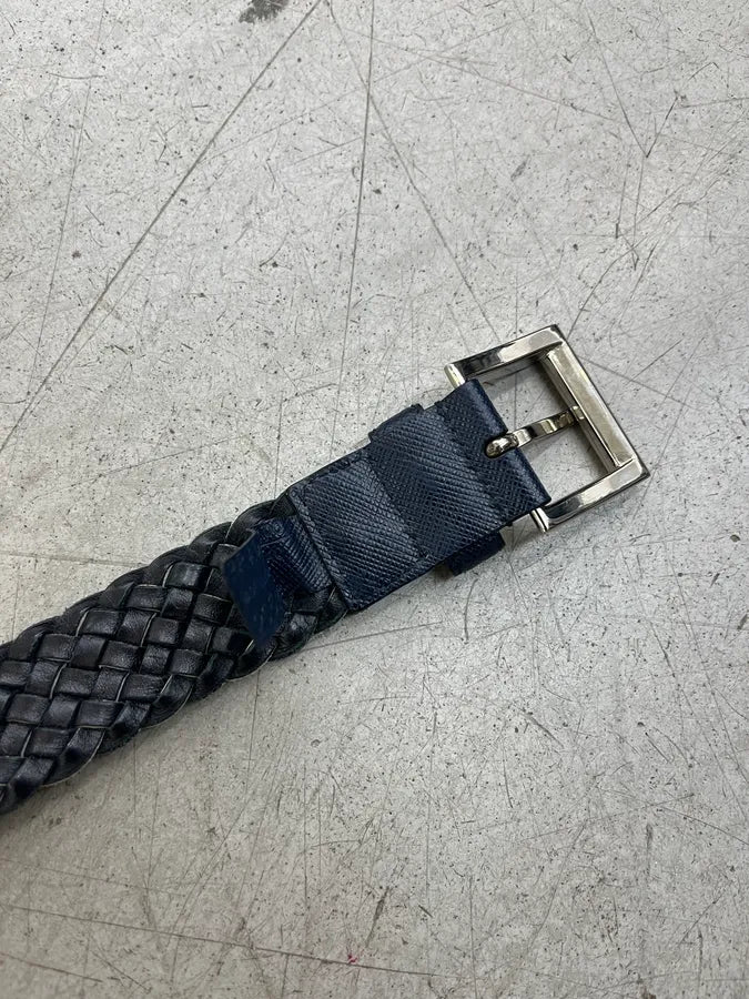 Prada Woven Navy & White Leather Belt APavCqO 7