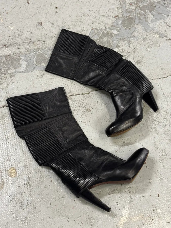 Premiata Black Geometrical High Heels Leather Boots  LMaNjTW 2