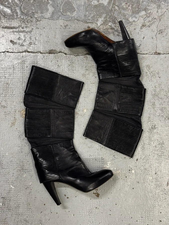 Premiata Black Geometrical High Heels Leather Boots  LMaNjTW 3