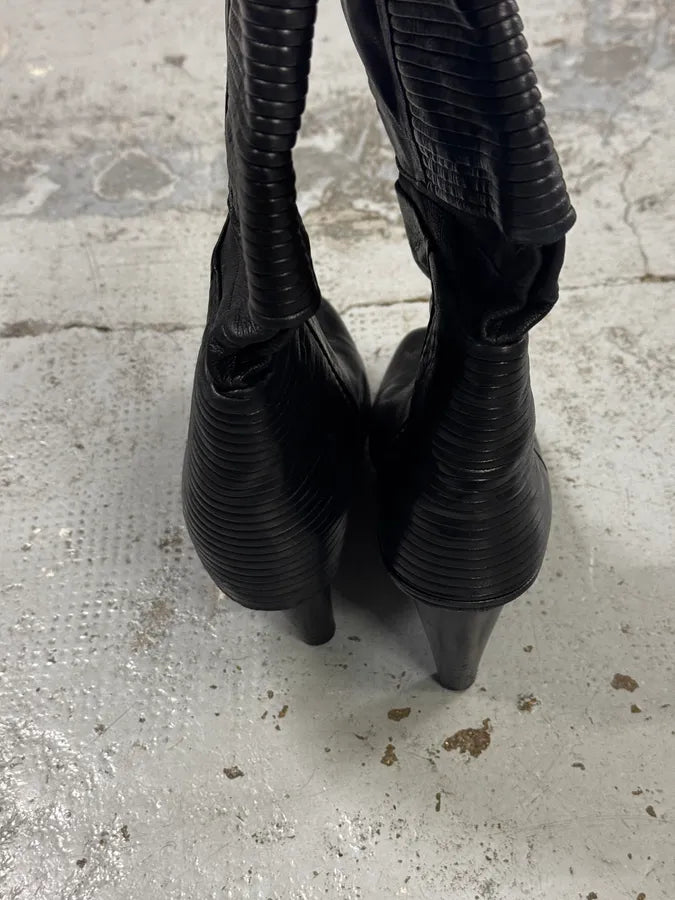 Premiata Black Geometrical High Heels Leather Boots  LMaNjTW 7