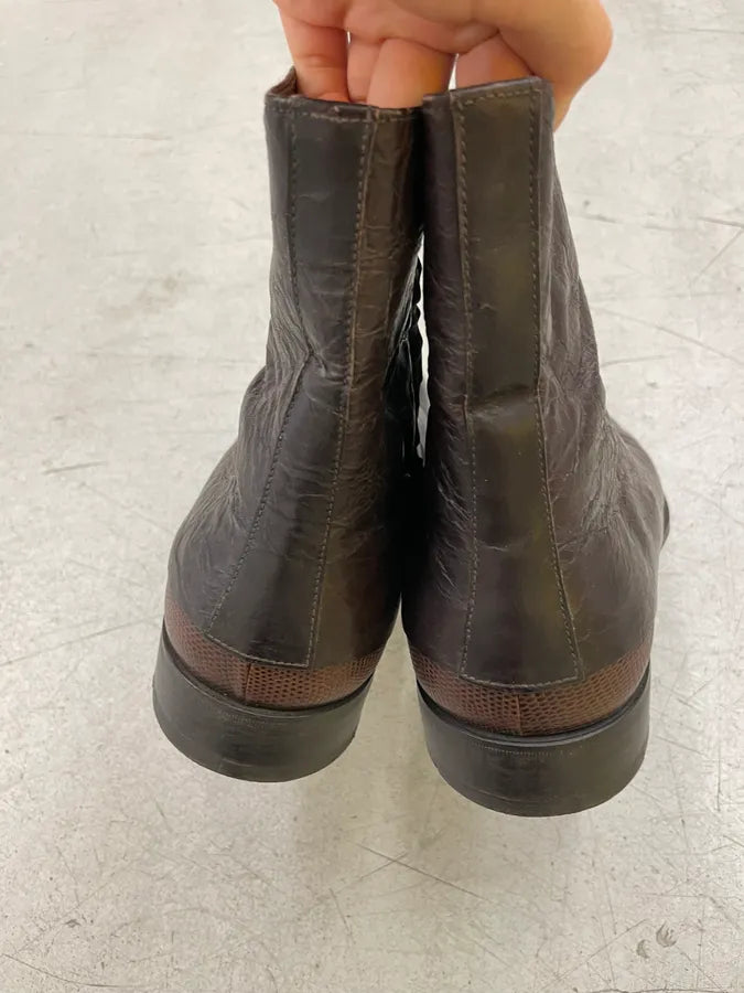 2000s Premiata Brown Eroded Leather Boots ysgILCz 5