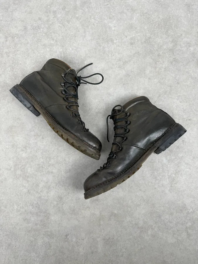 Premiata Brown Leather Lace-Up Hiking Boots XoMEahg 4