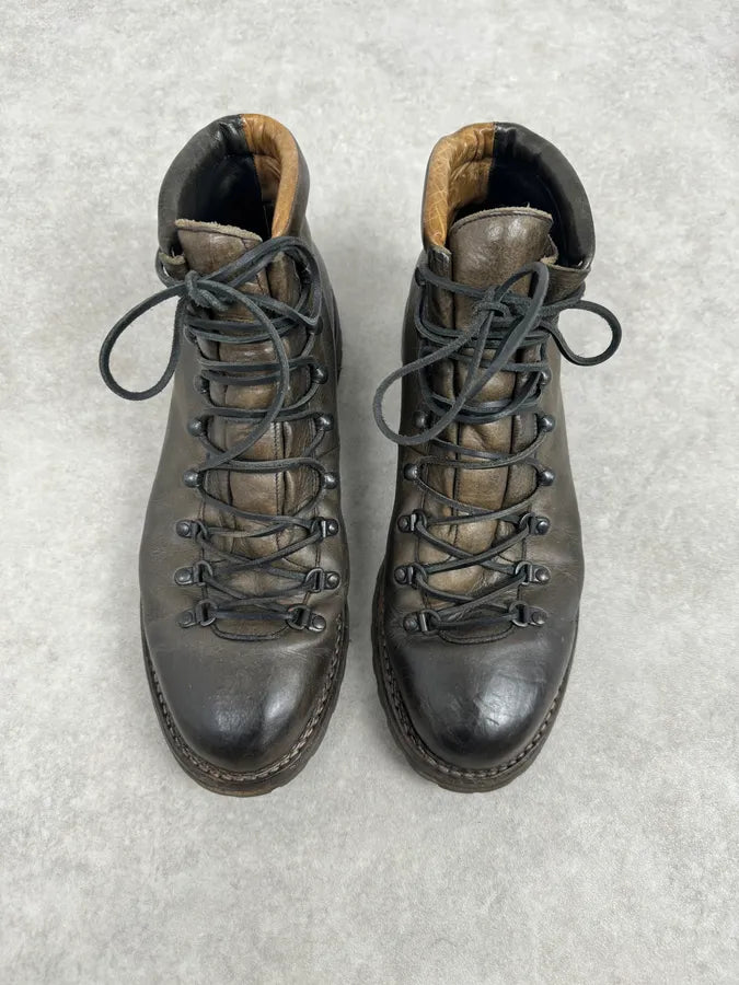 Premiata Brown Leather Lace-Up Hiking Boots XoMEahg 3