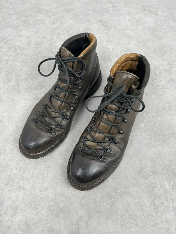 Premiata Brown Leather Lace-Up Hiking Boots XoMEahg 1