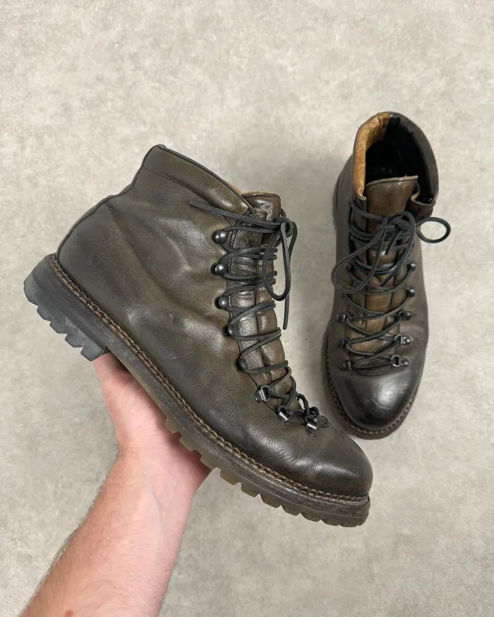 Premiata Brown Leather Lace-Up Hiking Boots XoMEahg 0