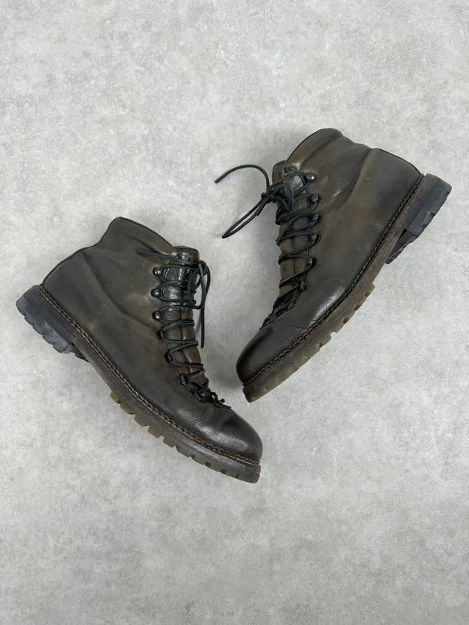 Premiata Brown Leather Lace-Up Hiking Boots XoMEahg 2