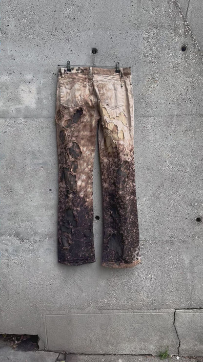 2000s Roberto Cavalli Deconstructed Jaguar Magma Exploration Pants (S)