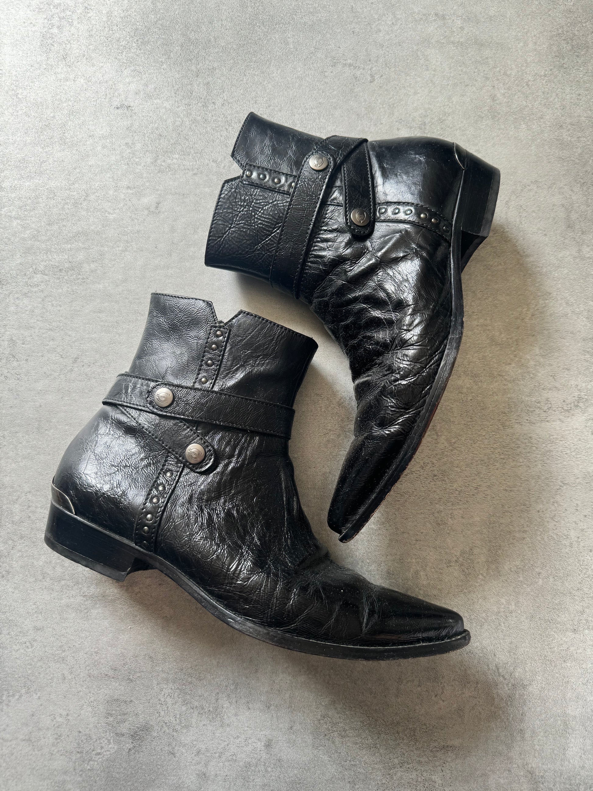 Cavalli Black Western Leather Boots  (43) - 4