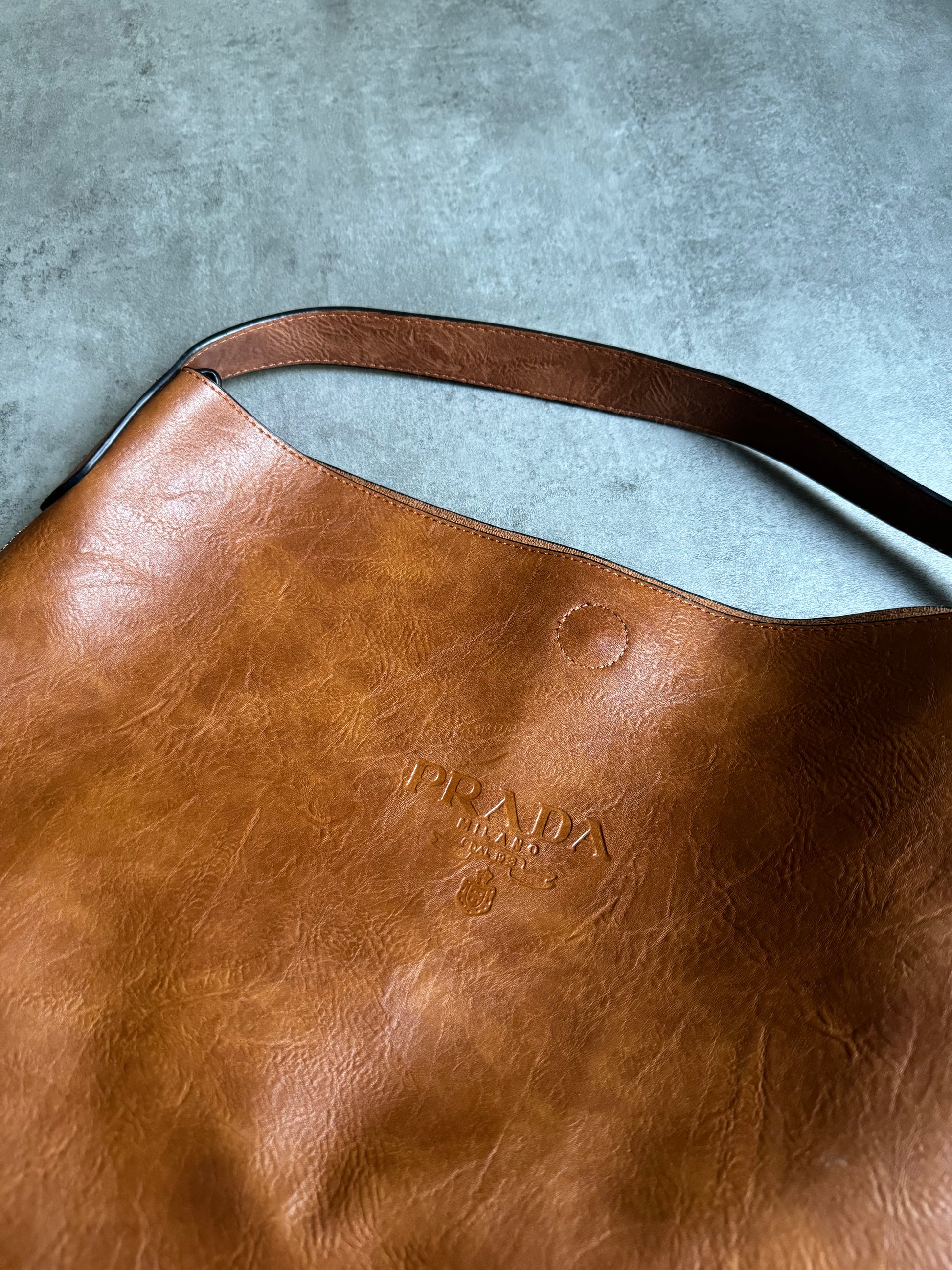 1990s Prada Brown Archive Leather Handle Bag (OS) - 8