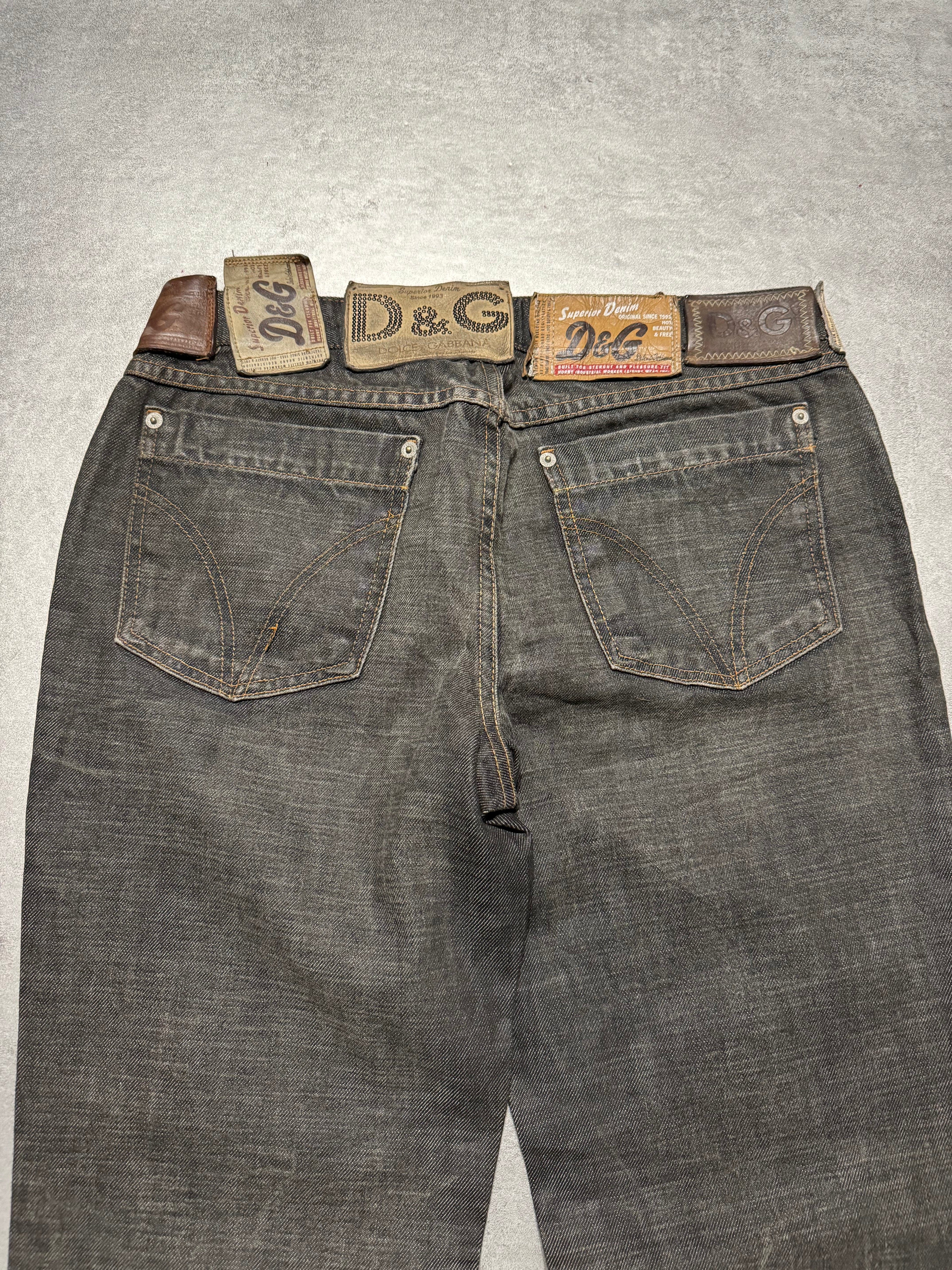 AW2003 Dolce & Gabbana 10 Tags Denim Raw Grey Jeans (M) - 3