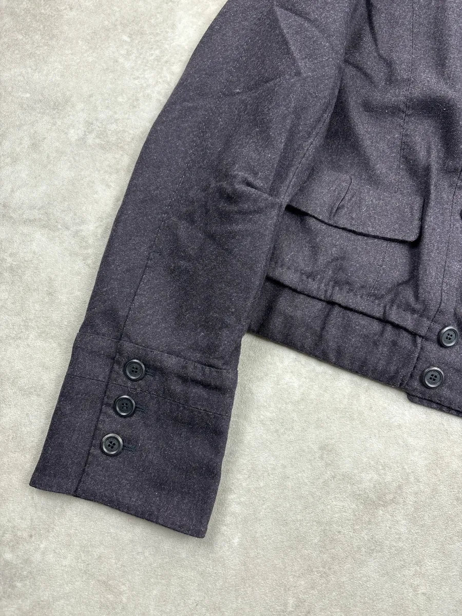 2000s Louis Vuitton Dark Grey Wool Rose Collar Double-Breasted Jacket pvWDTJEX 6