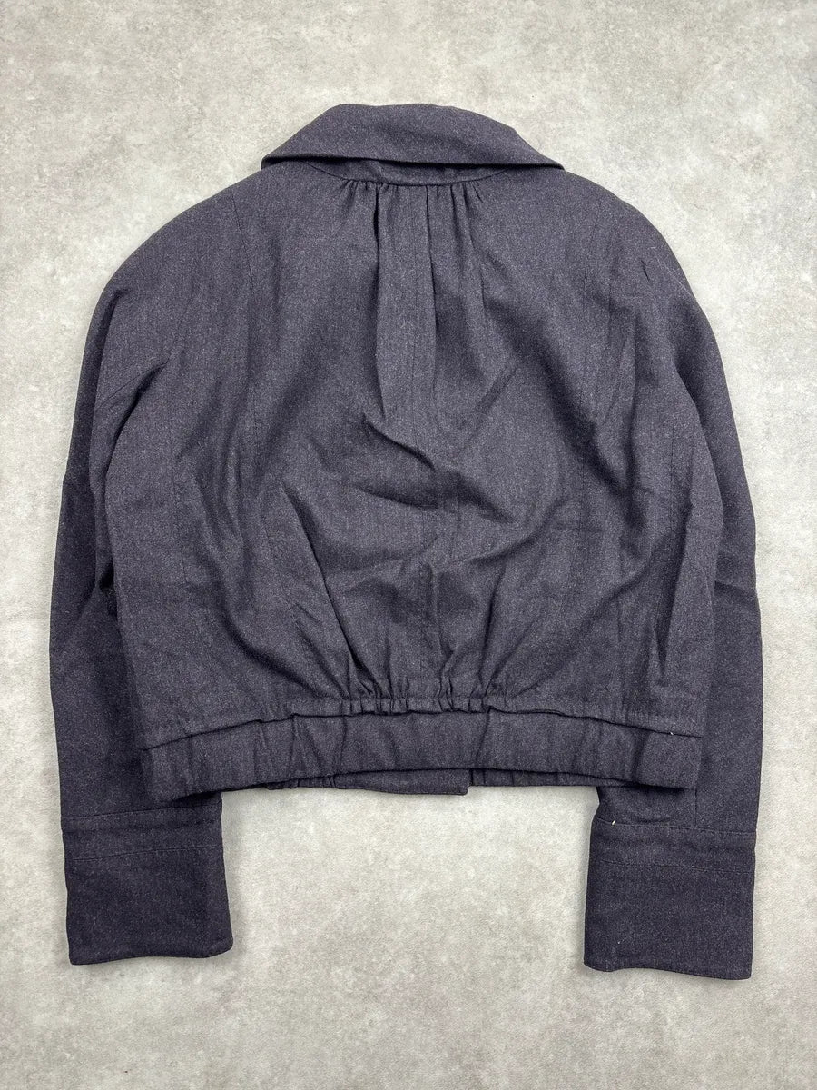 2000s Louis Vuitton Dark Grey Wool Rose Collar Double-Breasted Jacket pvWDTJEX 5