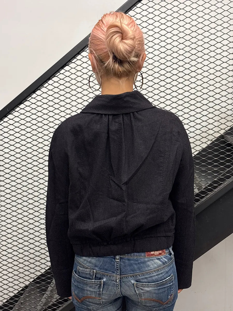 2000s Louis Vuitton Dark Grey Wool Rose Collar Double-Breasted Jacket pvWDTJEX 2