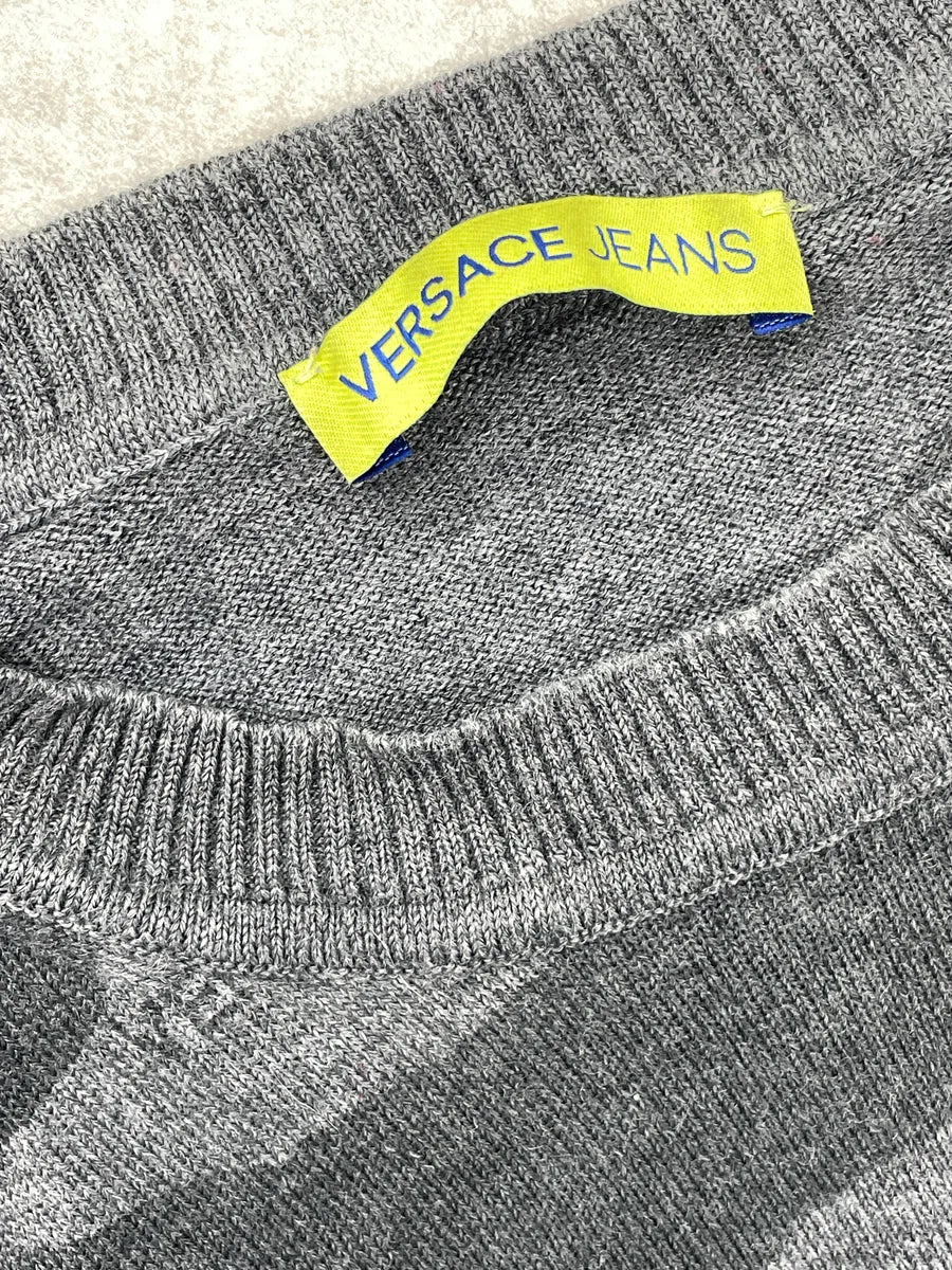 2010s Versace Grey Tiger Camo Jacquard Sweater pwYEJBPZ 8