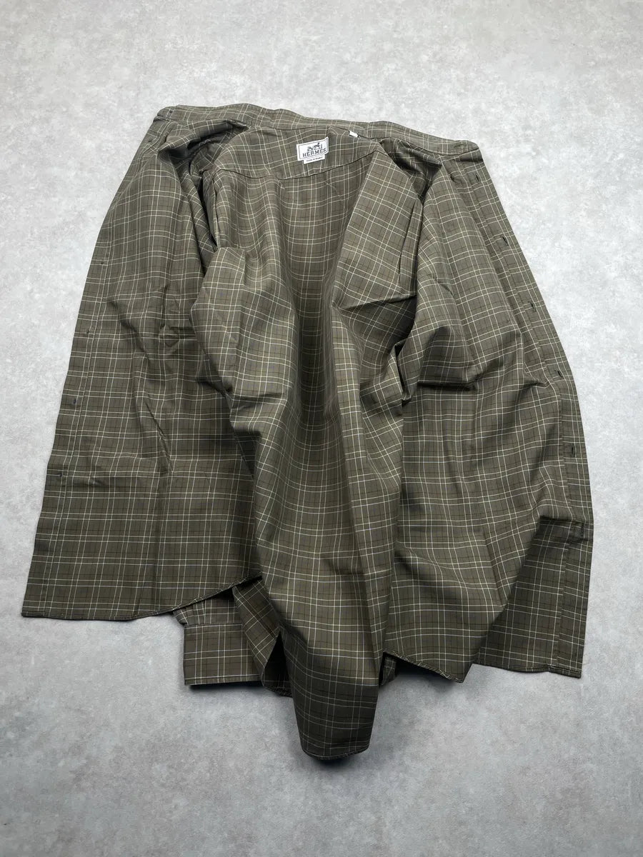 Hermès Khaki Checked Button-Down Shirt pxFcDKEt 4