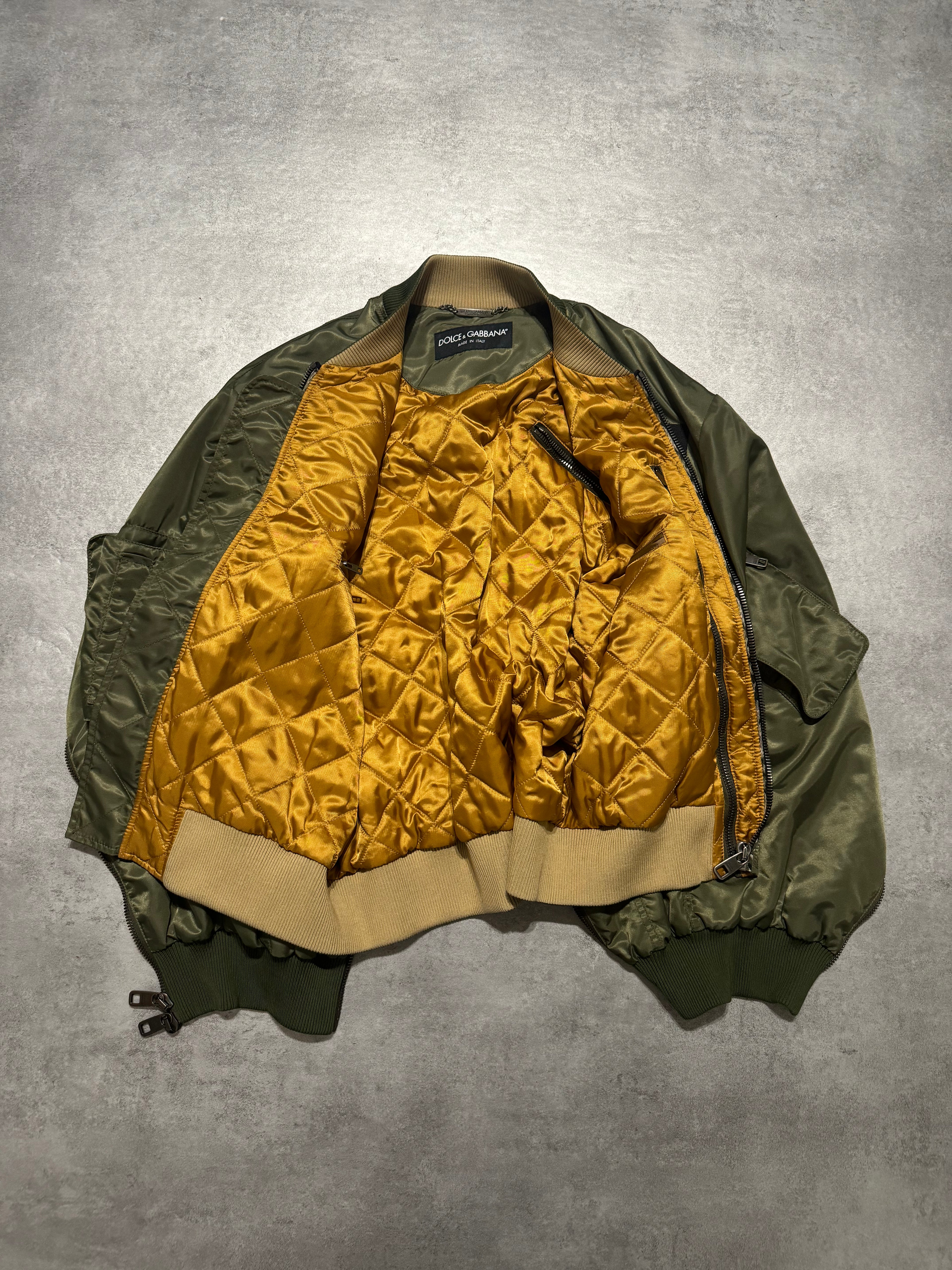 Dolce & Gabbana Olive Military Multi Zips Bomber Jacket (M/L) - 6