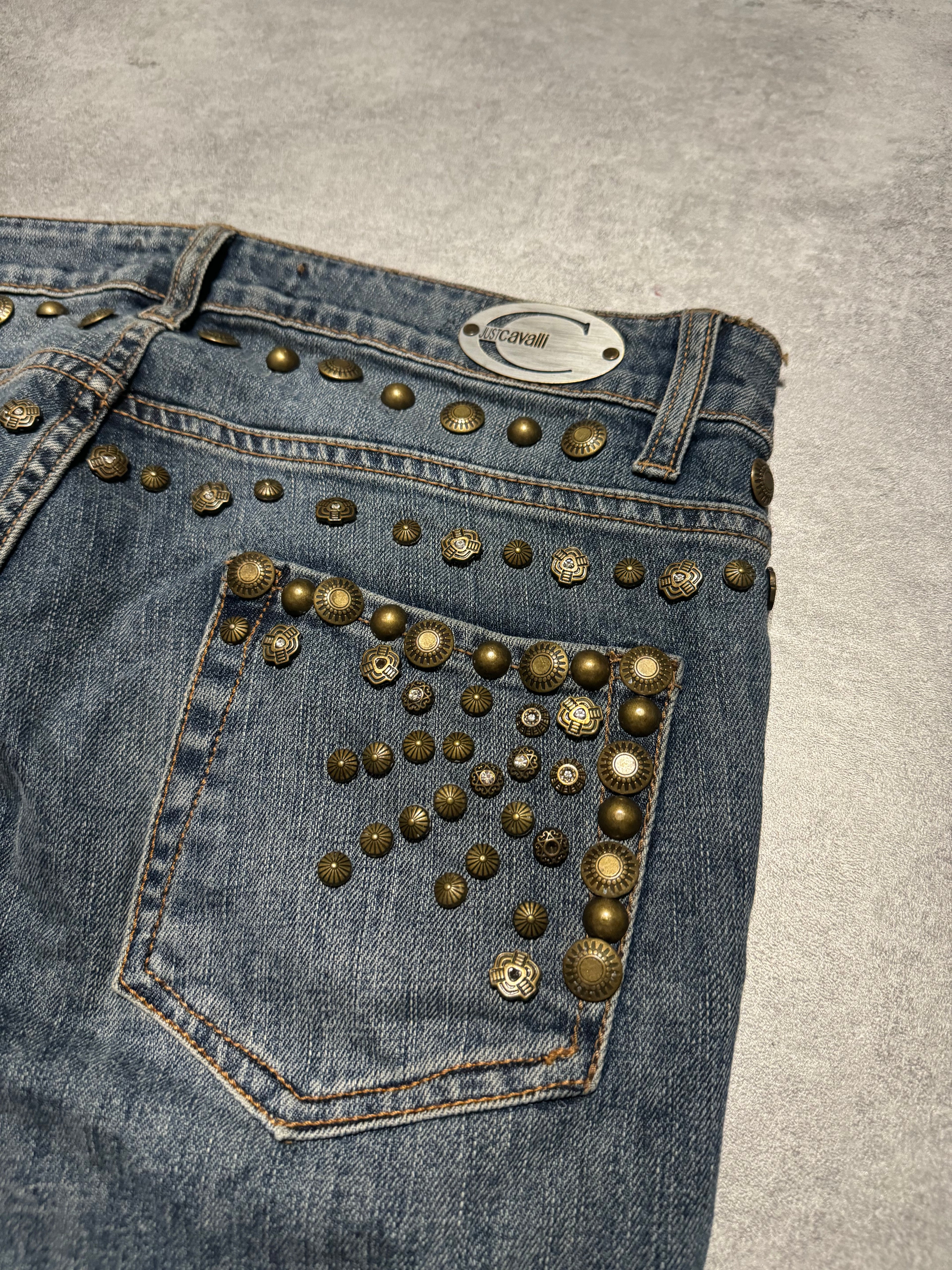 SS2008 Cavalli Studded Sun Faded Denim Jeans (S/M) - 4
